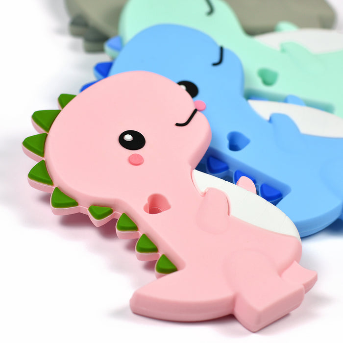 Silicone teether, dino with heart