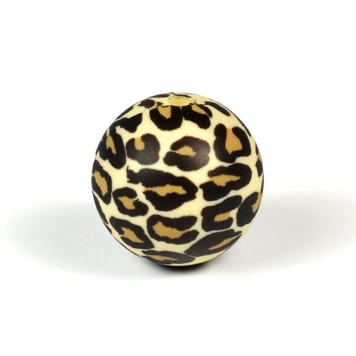 Silicone beads, leopard, 19mm