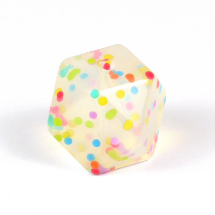 Angular silicone bead, confetti, 18mm