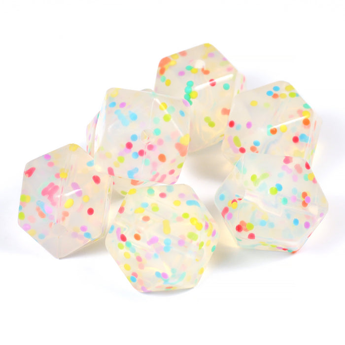 Angular silicone bead, confetti, 18mm
