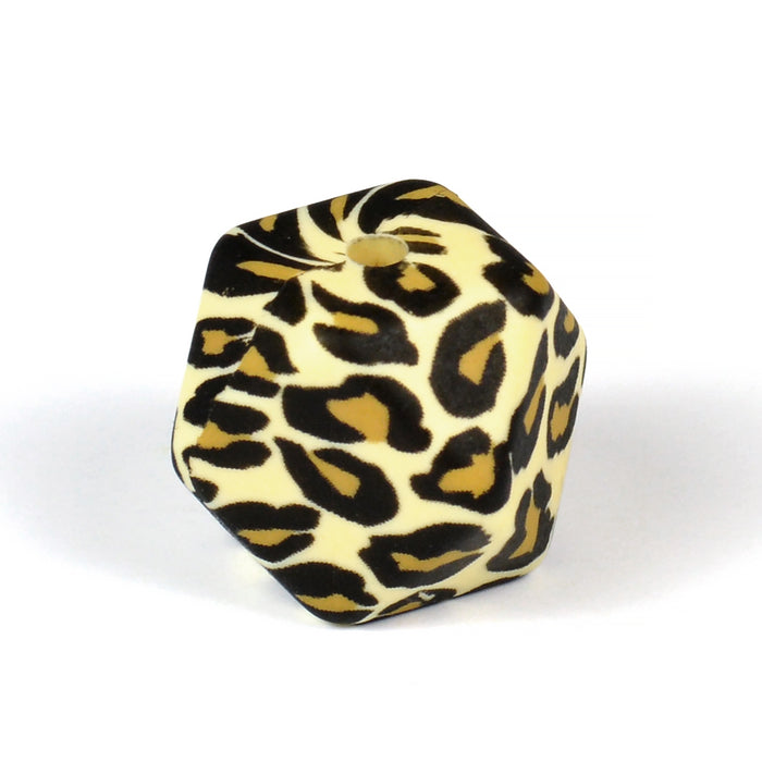 Angular silicone bead, leopard, 18mm