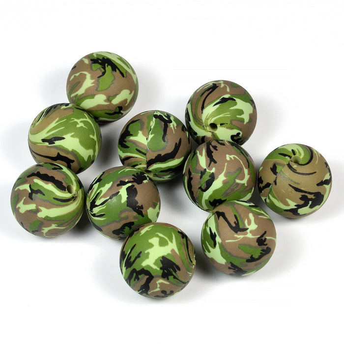 Silicone beads, camouflage, 19mm