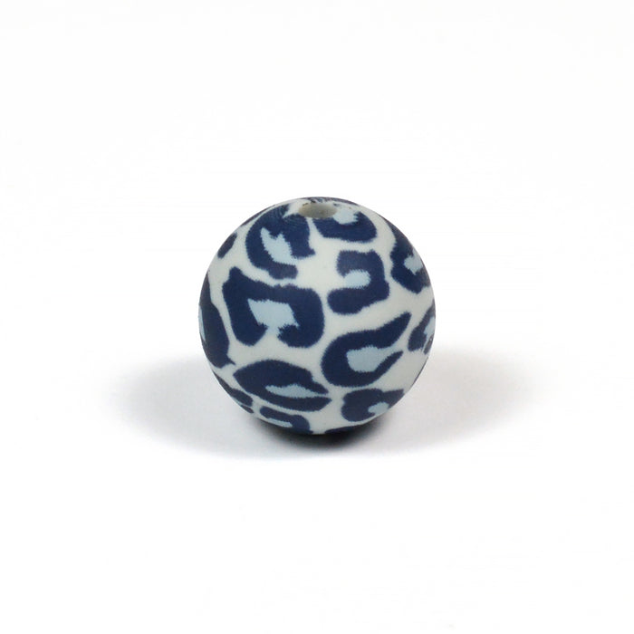 Silicone beads, leopard grey, 15mm