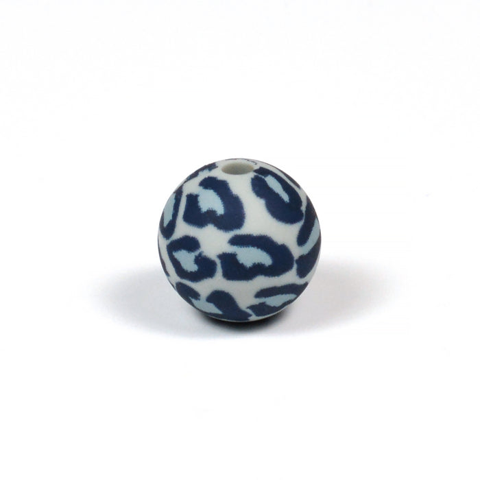Silicone beads, leopard grey, 12mm