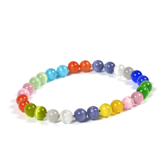 Cat eye glass beads, mixed colors, 6mm