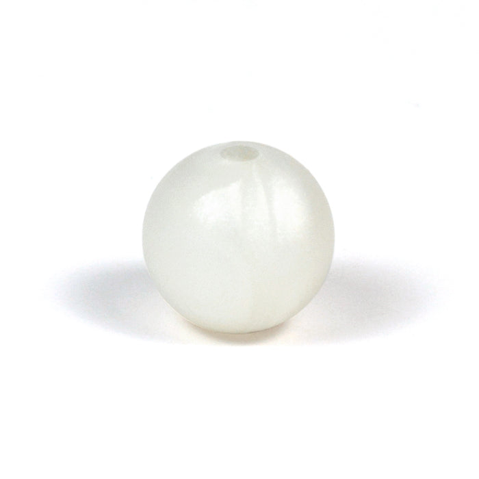 Silicone beads, mother-of-pearl-white, 12mm