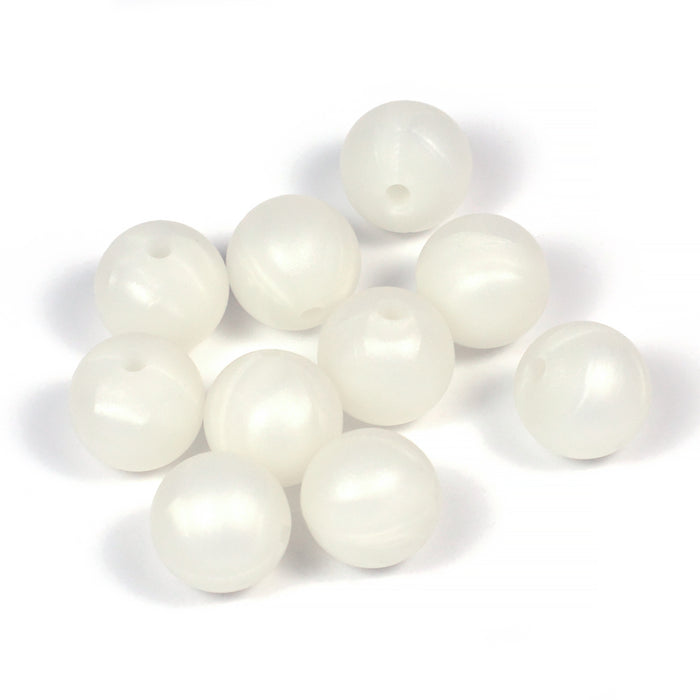 Silicone beads, mother-of-pearl-white, 12mm