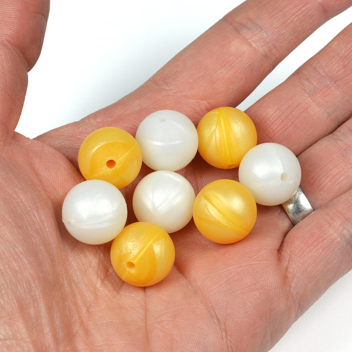 Silicone beads, mother-of-pearl gold, 15mm