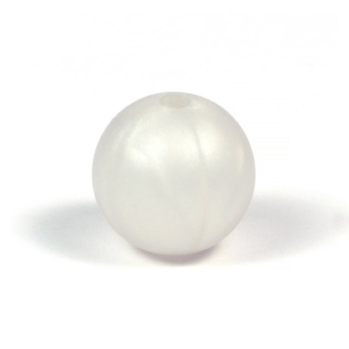 Silicone beads, mother-of-pearl-white, 15mm
