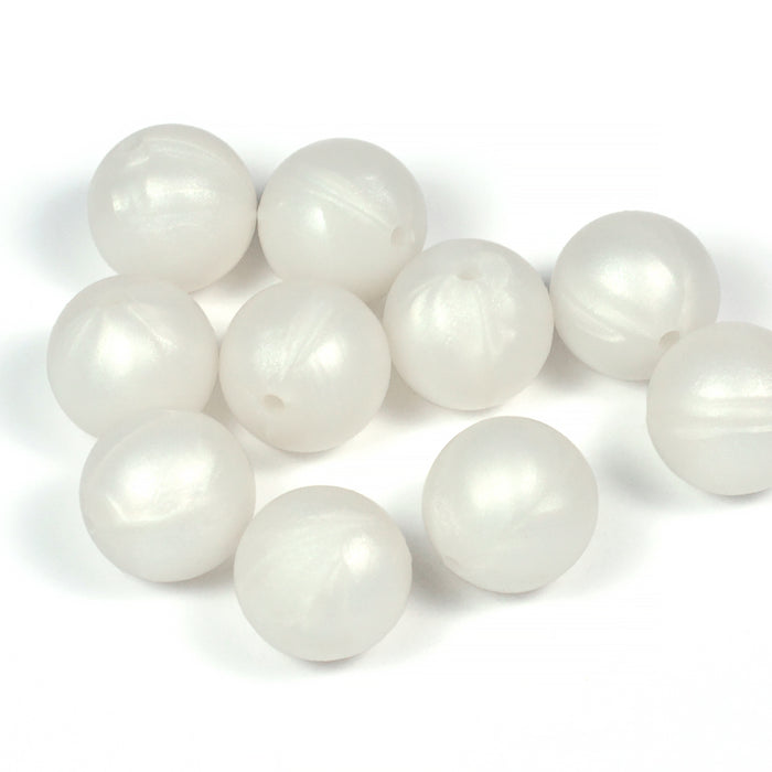 Silikonpärlor, pärlemor-vit, 15mm