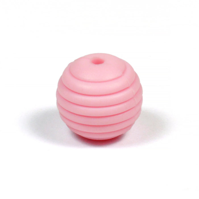 Fluted silicone bead, light pink, 15mm