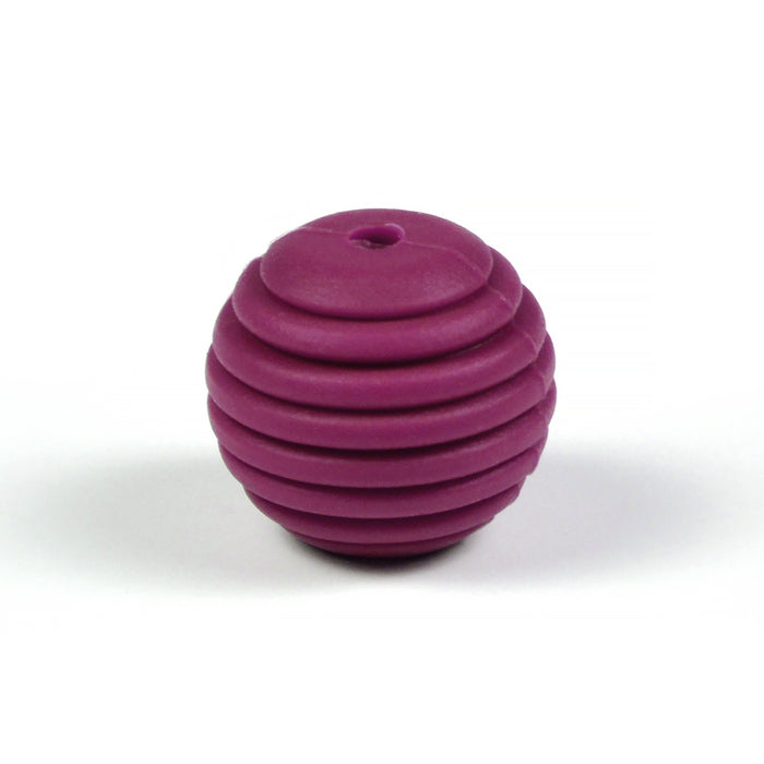 Ribbed silicone bead, burgundy, 15mm