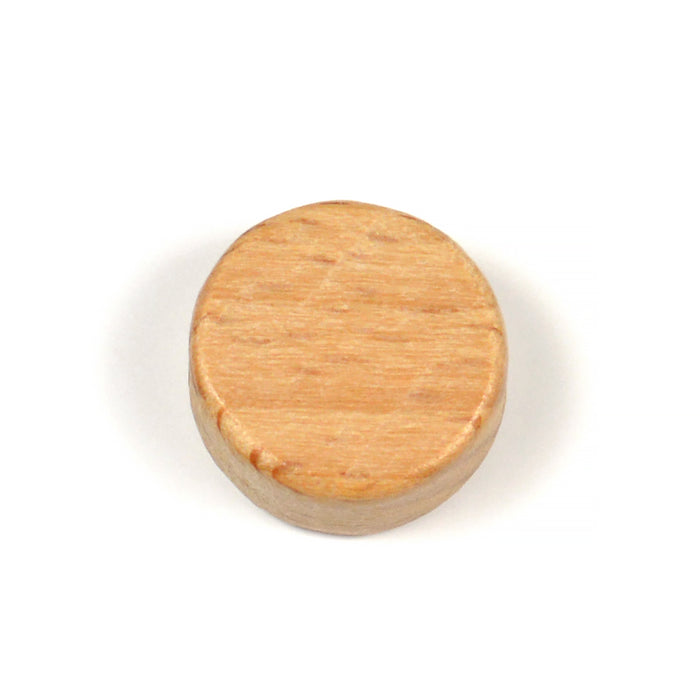 Platt, rund pärla i obehandlat trä, 15mm