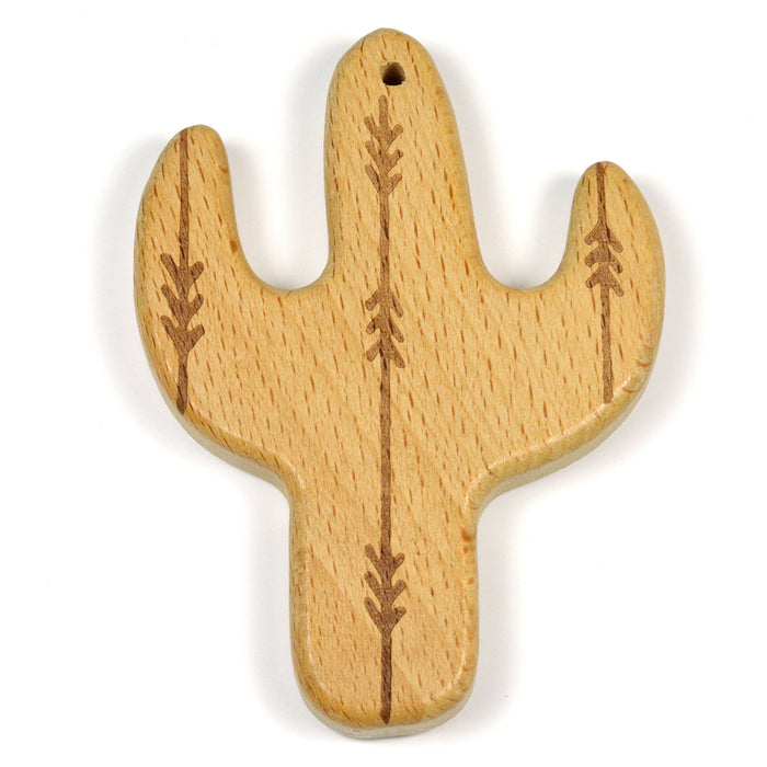 Natural wooden figure, charm "cactus"