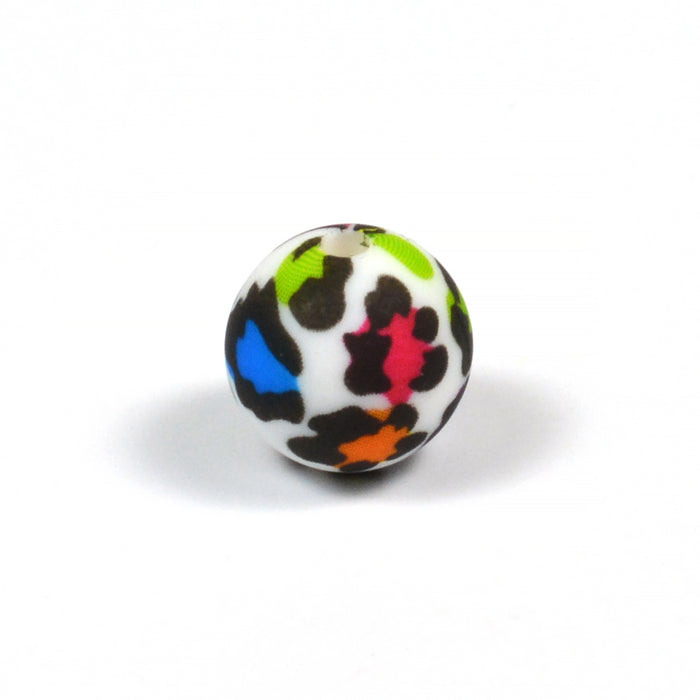 Silicone beads, leopard color, 12mm