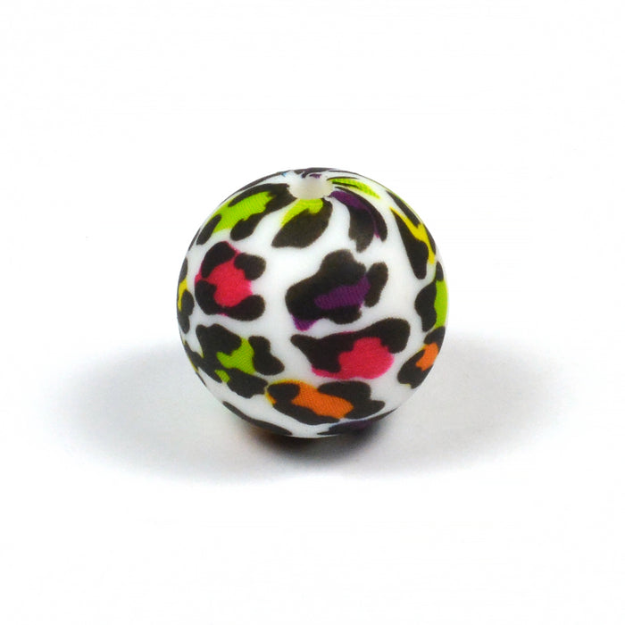 Silicone beads, leopard color, 15mm