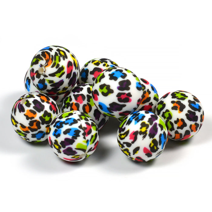 Silicone beads, leopard color, 19mm