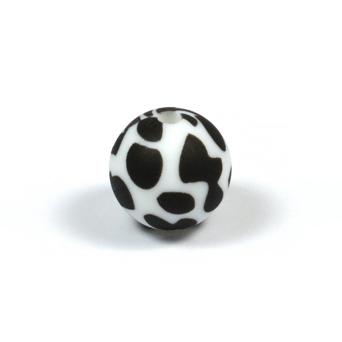 Silicone beads, dalmatians, 12mm
