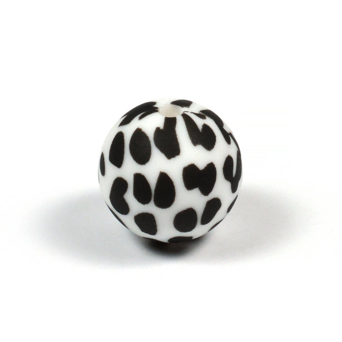 Silicone beads, dalmatians, 15mm