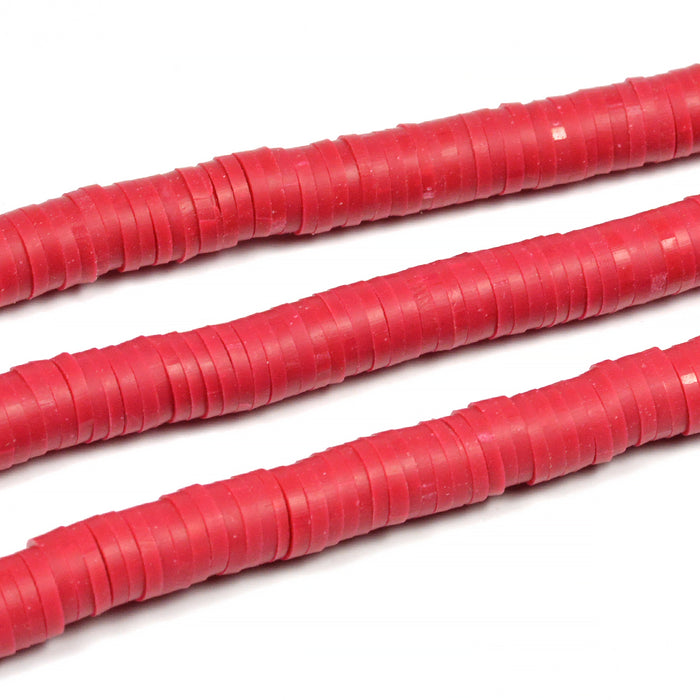 Heishi beads, carmine red, 6x1mm