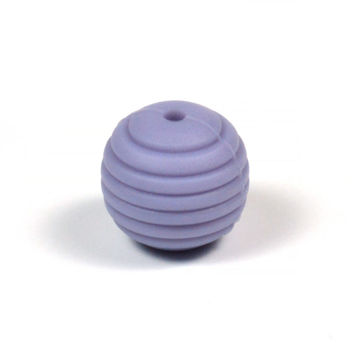 Ribbed silicone bead, dove blue, 15mm