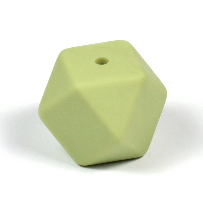 Kantig silikonpärla, pistagegrön, 18mm