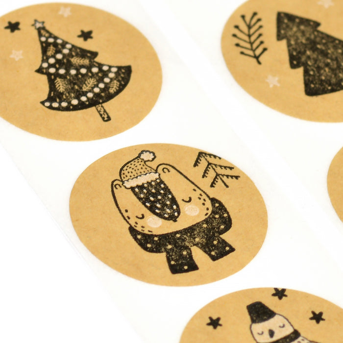 Stickers, nature with winter theme, 25mm, 24pcs