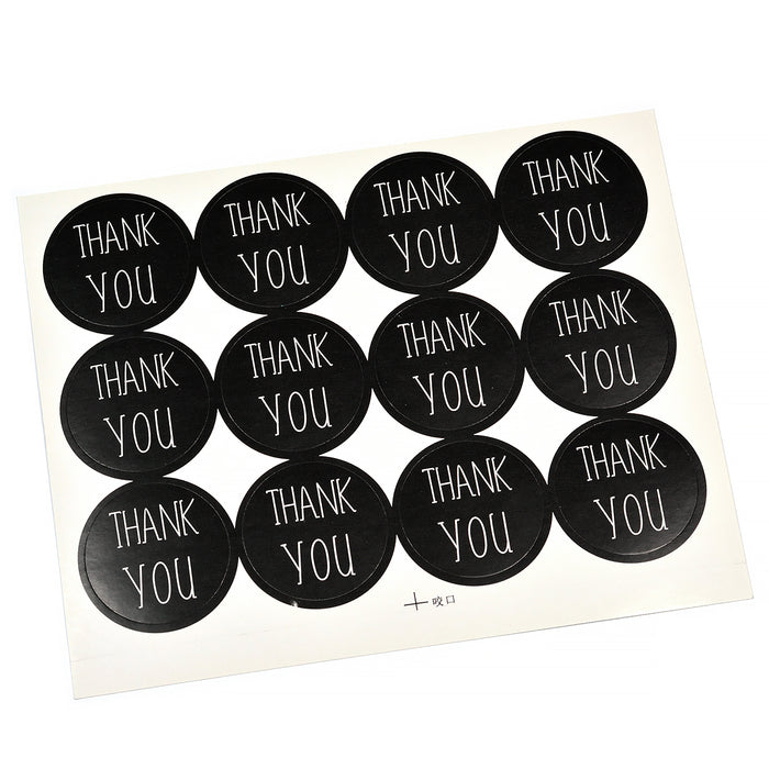 Black stickers "thank you", 30mm