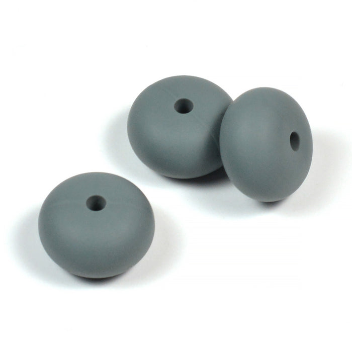 Abacus silicone beads, dark grey, 3 pcs