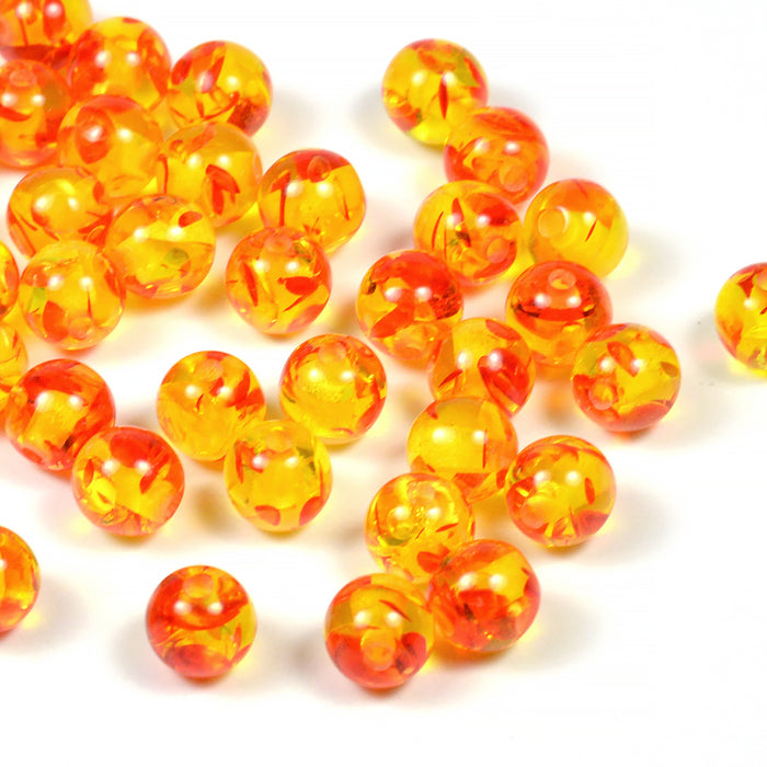 Resin beads "Amber Imitation", fire red, 6mm, 75pcs