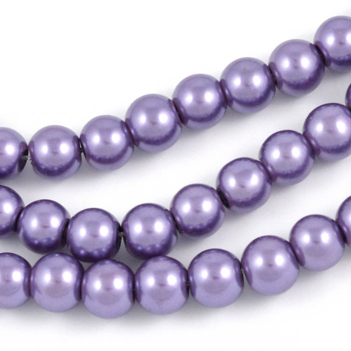 Waxed glass beads, purple haze, 6mm