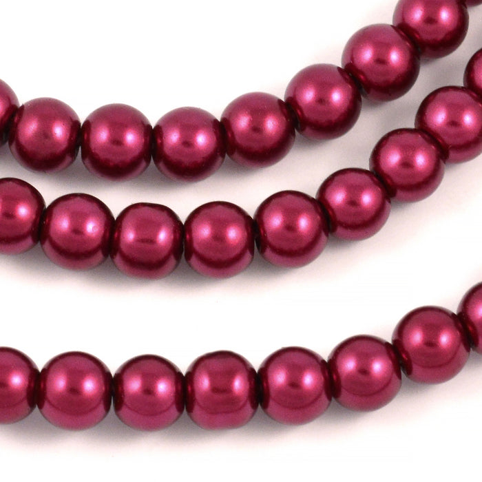 Waxed glass beads, burgundy, 6mm