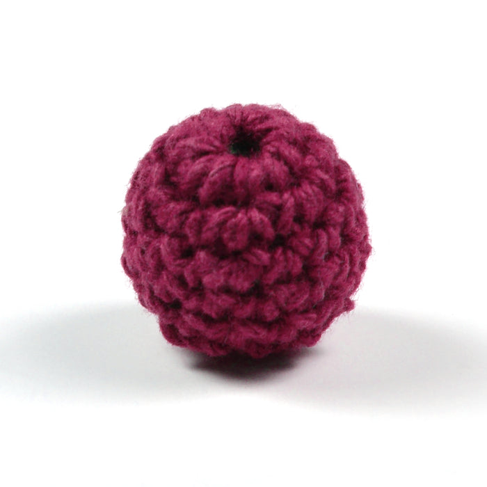 Crocheted bead, burgundy, 16mm