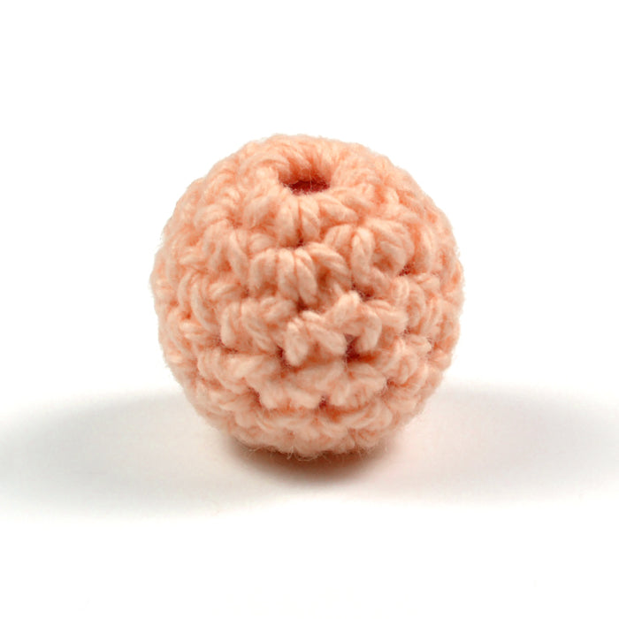 Crocheted pearl, coral, 16mm