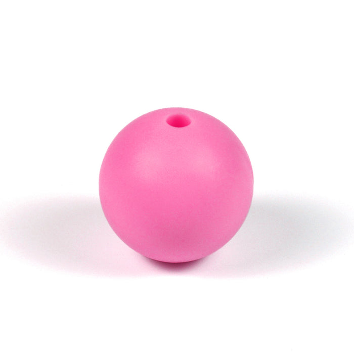 Silicone beads, bright pink, 15mm