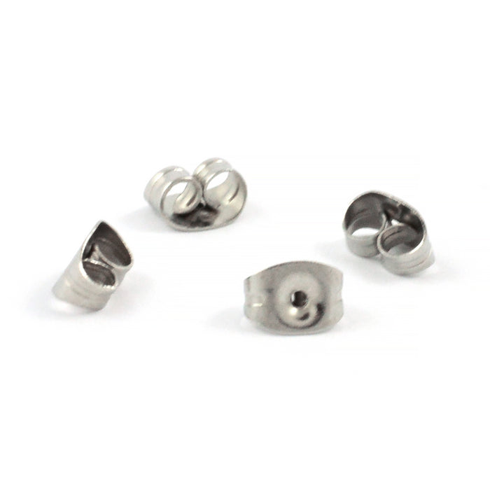 Back pieces for ear studs, stainless steel, 20 pcs