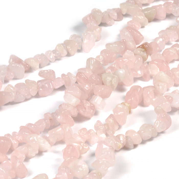 Rose quartz beads, chips, 5-10mm