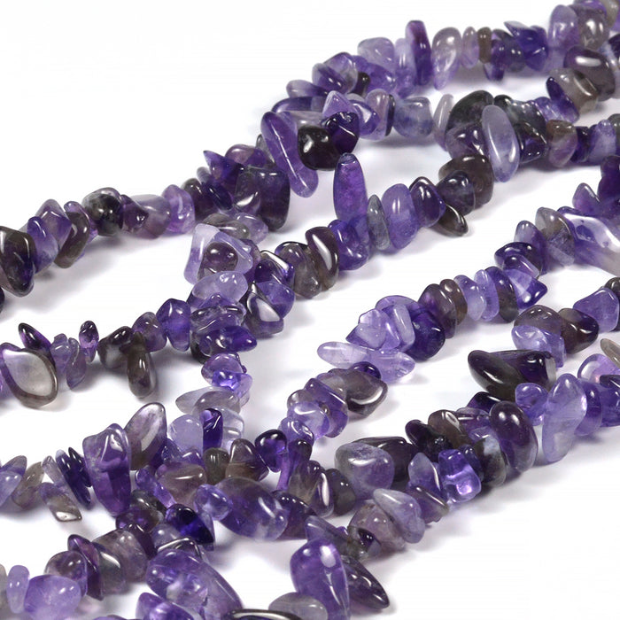 Amethyst beads, chips, 4-10mm