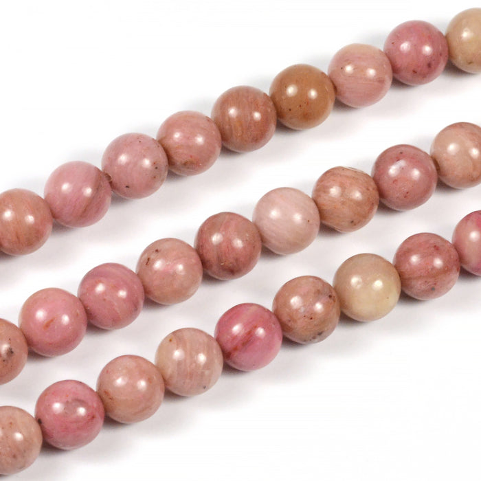 Rhodonite beads, mauve, 6mm