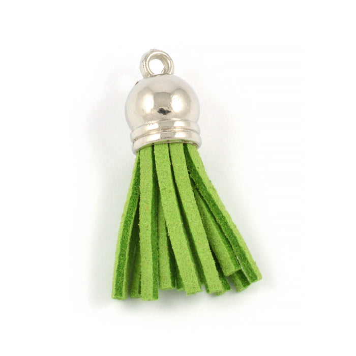 Small tassel in suede imitation, moss green