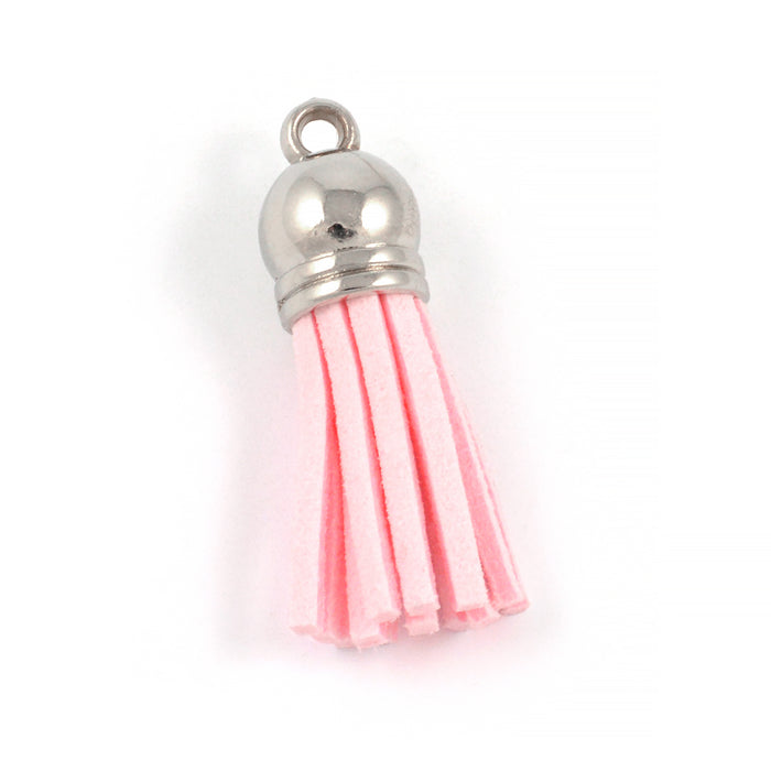 Small tassel in suede imitation, light pink