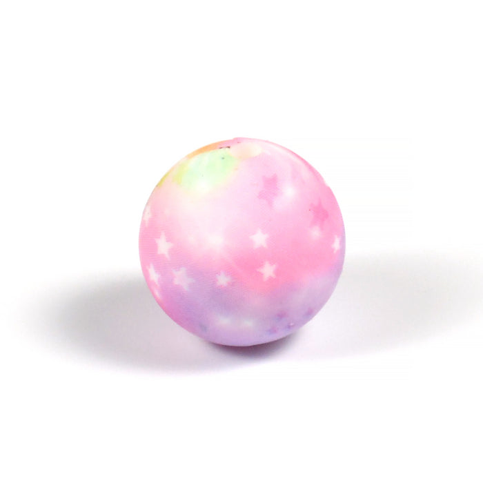 Silicone beads with print, rainbow with stars, 15mm