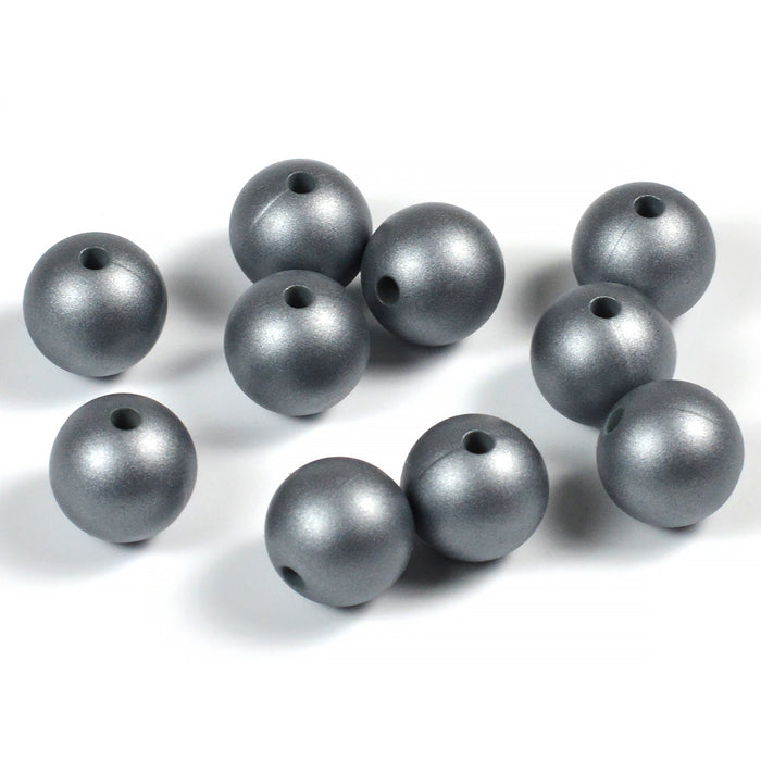 Silicone beads, dark silver, 12mm