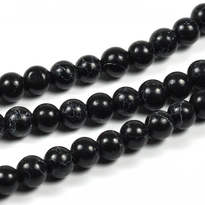 Pärlor i syntetisk turkos, svart, 6mm