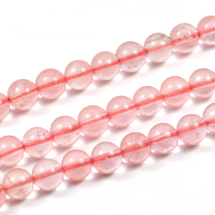 Cherry quartz beads, light pink, 6mm