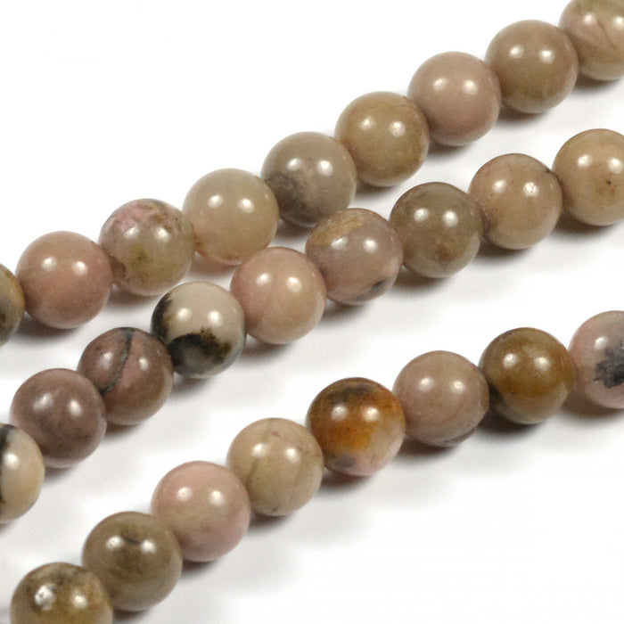 Rhodonite beads, taupe, 6mm
