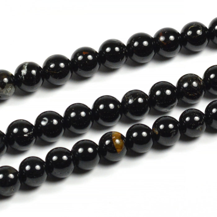 Tourmaline beads, black, 6mm
