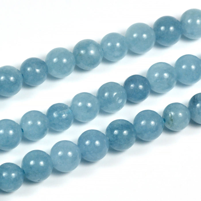 Aquamarine pearls, steel blue, 6mm