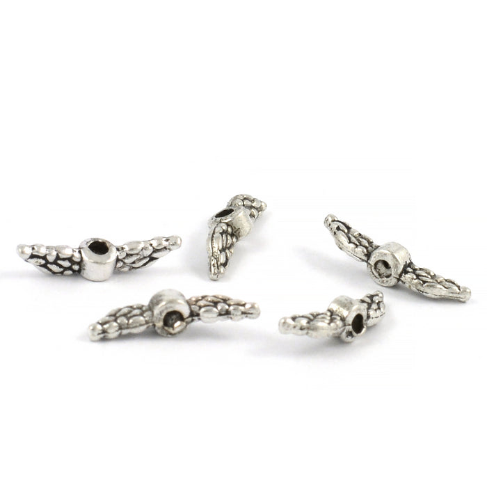 Mini angel wings, antique silver, 12x3mm, 25pcs