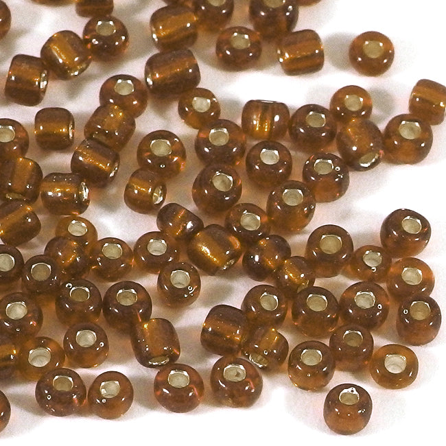 Seed Beads, 4mm, silverlined brun, 30g